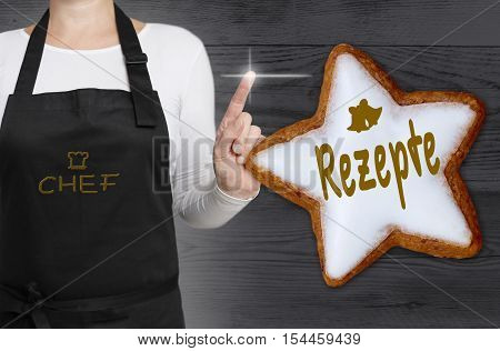 Rezepte (in german recipes) Cinnamon star is shown by chef.