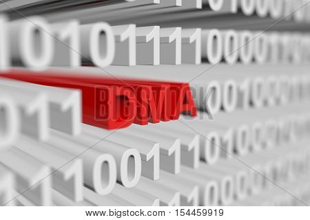 DMA as a binary code with blurred background 3D illustration