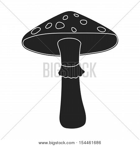Green amanita icon in black style isolated on white background. Mushroom symbol vector illustration.