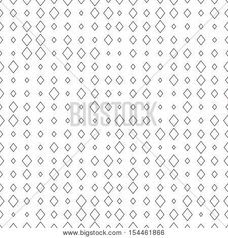 Stylish rombic background texture. Seamless linear pattern. Halftone minimalistic pattern. Black and white fabric print of geometrical elements. Simple textured geo geometrical background in vector.
