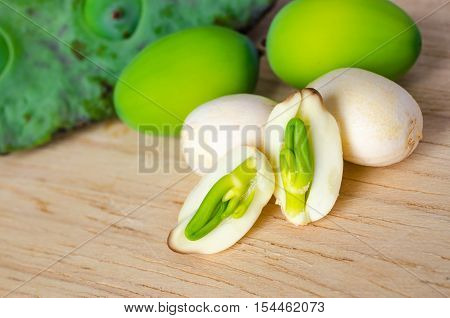 Calyx and green sprout in lotus seed