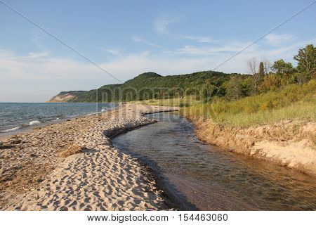 Otter Creek empties into Lake Michigan.  Sleeping Bear Dunes National Lakeshore, Michigan