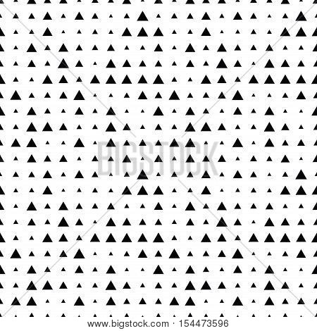 Seamless halftone pattern with triangles. Seamless background texture. Geometric geo pattern. Black and white fabric print.