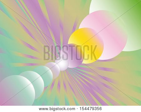 Vector illustration. Abstract background. Circles of different sizes and divergent rays