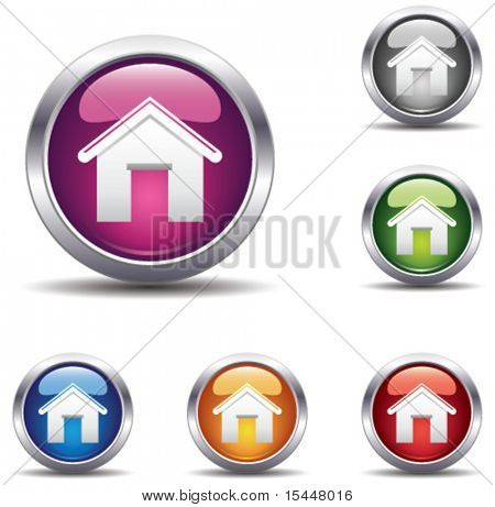 Lesklý tlačítko domů icon set