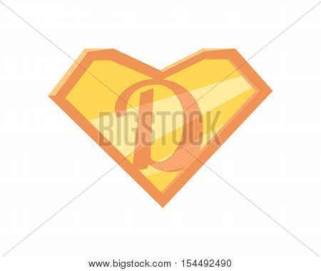 Father superhero symbol. Super dad icon. Super dad shield in flat. Pink orange element. Simple drawing. Isolated vector illustration on white background.