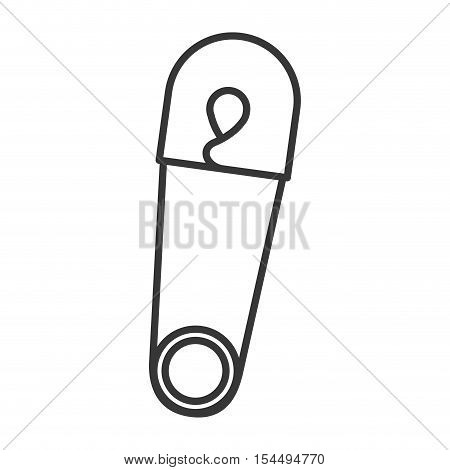 silhouette of safety pin icon. baby clip object over white background. vector illustration
