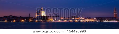 Panorama By Night Of Venice, Italian City