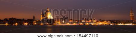 Panorama By Night Of Venice, Italian City