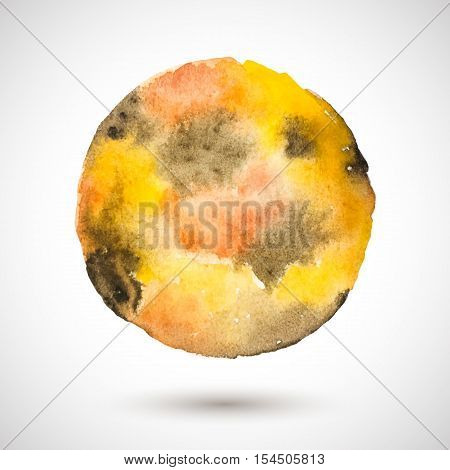 Vector watercolor holiday frame. Colorful drawing background. Yellow textute spot. Saturated handmade blot. Thanksgiving Day