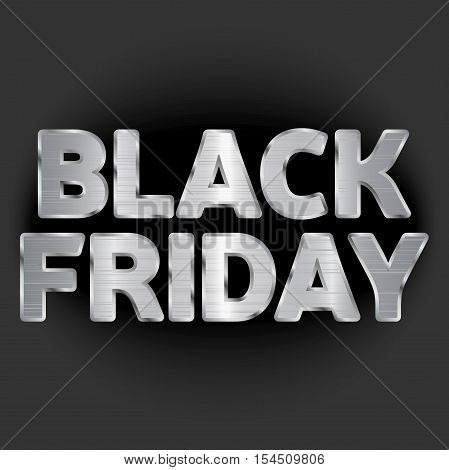 vector illustration on the theme of black friday sale. metallic textured text. black friday illustration made in material design style. vector illustration.