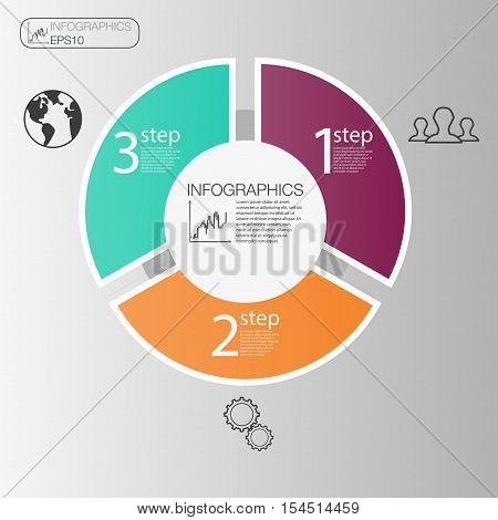 Business circle infographic concept. Vector circle elements for infographic. Template infographic 3 position steps.
