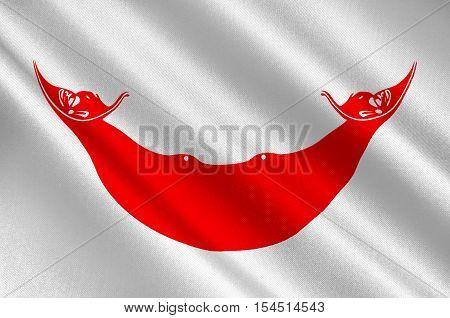 Flag of Easter island - Rapa Nui (Chile) Hanga Roa - Polynesia. 3d illustration