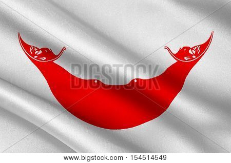 Flag of Easter island - Rapa Nui (Chile) Hanga Roa - Polynesia. 3d illustration