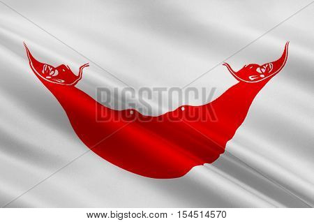 Flag of Easter island - Rapa Nui (Chile) Hanga Roa - Polynesia. 3d illustration