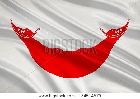 Flag of Easter island - Rapa Nui (Chile) Hanga Roa - Polynesia. 3d illustration