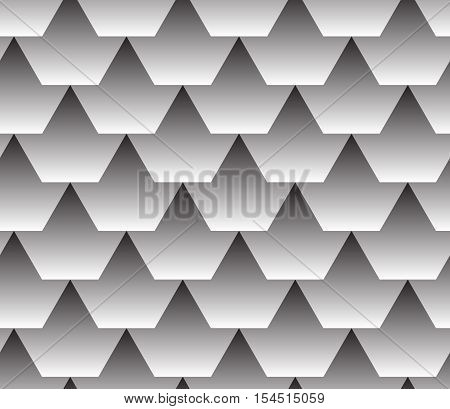 Seamless geometric vector pattern with shapes overlaping each other in rows. Black and white background. Minimalisic wallpaper.
