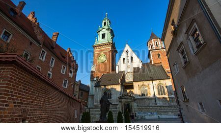 KRAKOW, POLAND - SEP 7, 2016: On-site Wawel Royal Castle, residency built at the behest of King Casimir III the Great, reigned 1333-1370. The most historically and culturally important site in Poland.