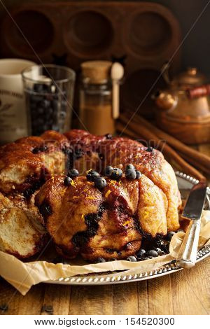 Pull apart monkey bread with orange and blueberry