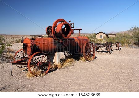 Abandoned farming machinery in the Costolon section of Big Bend National Park, Texas