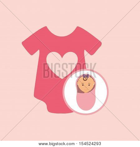 cute newborn girl on pink blanket and onesie vector illustration eps 10