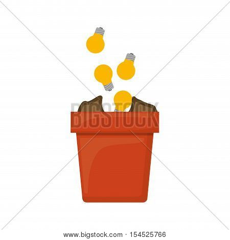 money plant pot with gold coins over white background. vector illustration