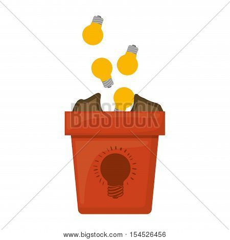 money plant pot with gold coins over white background. vector illustration
