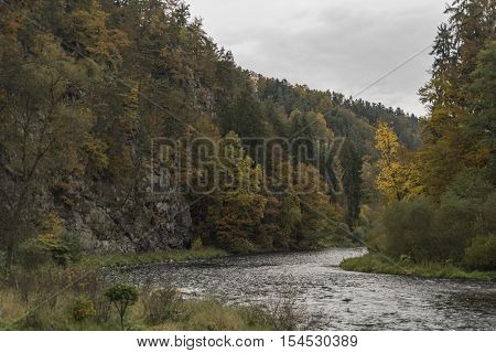 River Vltava near Divci Kamen ruin in autumn time