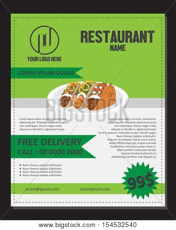 Food Menu Flayer Template Or Banner for publishing, print and presentation. This design can be used as a poster or brochure promotional products