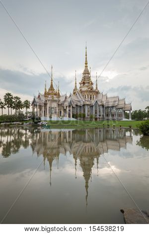 Wat Luang Pho Toh Temple With Water Reflection At Nakhon Ratchasima Province, Thailand