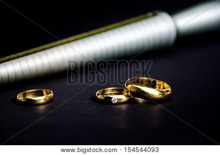 gold ring with bleary Measuring device for finger ring Template for jewelers