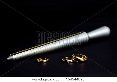 gold ring with bleary Measuring device for finger ring Template for jewelers