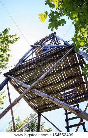 View of Wooden tower in the Kočevski Rog Slovenia