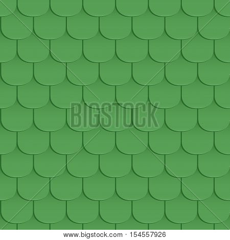 Shingles roof seamless pattern. Green color. Classic style. Vector illustration