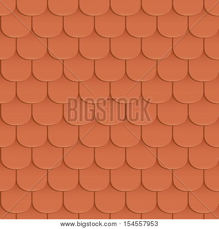 Shingles roof seamless pattern. Orange color. Classic style. Vector illustration