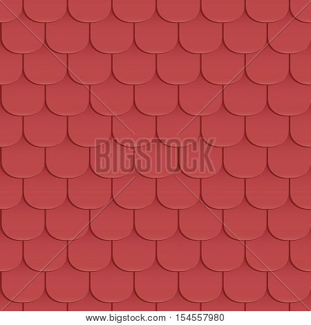 Shingles roof seamless pattern. Red color. Classic style. Vector illustration