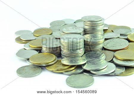 Medal of thai money placed format scattered lots. rate Positions On a white background.