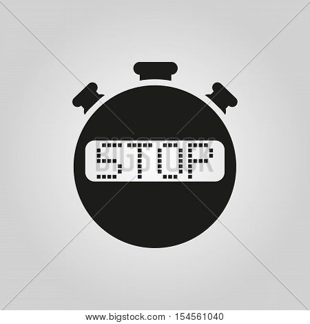 The stop stopwatch icon. Clock and watch, timer, countdown symbol. UI. Web. Logo. Sign. Flat design. App. Stock vector