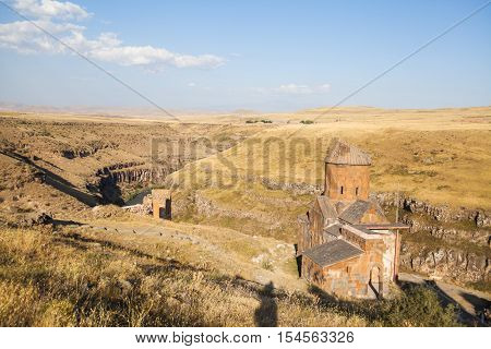 Color image of a church in Ani Turkey. Ani used to be the capital of the Bagratid Armenian kingdom between 961 and 1045.