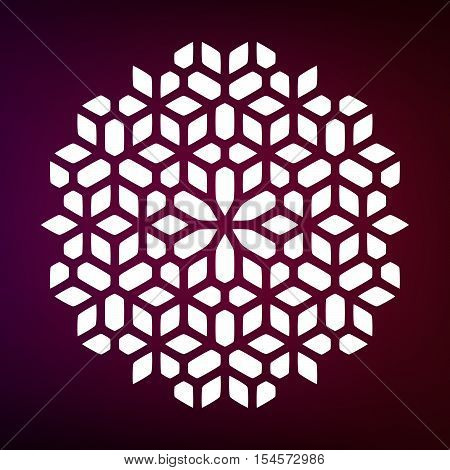 Vector Decorative White Kaleidoscope Mandala Ornament Illustration on Colorful Gradient Background. Abstract Decorative Design Element