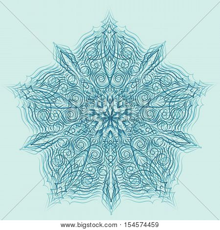 Hand-drawn christmas lace frame, mandala. Retro pattern can be used for wallpaper, pattern fills, web page background, surface textures - stock vector.
