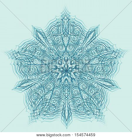 Hand-drawn christmas lace frame, mandala. Retro pattern can be used for wallpaper, pattern fills, web page background, surface textures - stock vector.