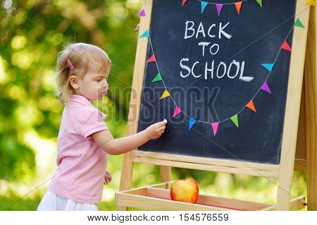 Excited Little Girl Going To A Preschool