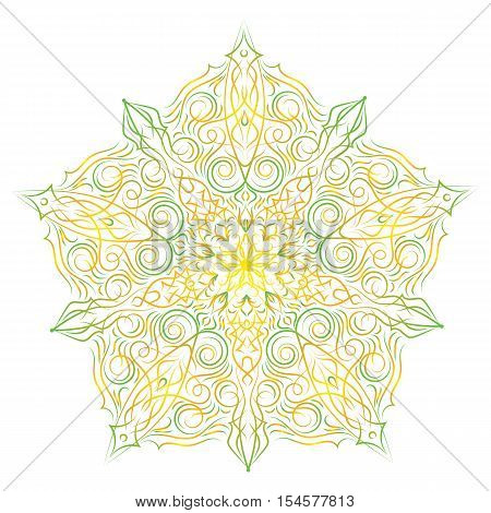 Hand-drawn christmas lace frame, mandala. Retro pattern can be used for wallpaper, pattern fills, web page background, surface textures - stock vector.