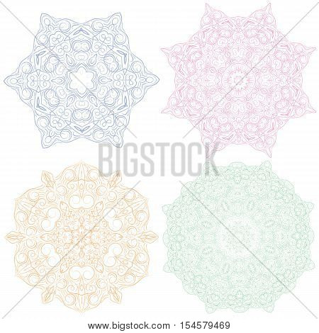 Hand-drawn christmas lace frame, mandala. Retro pattern can be used for wallpaper, pattern fills, web page background, surface textures - stock vector.