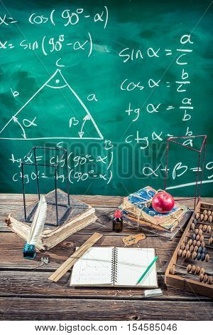 Trigonometry and math classes in vitage school
