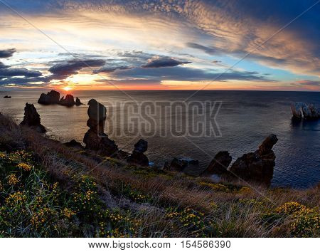 Sunset Arnia Beach Coastline Landscape.