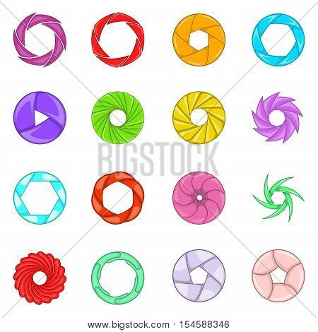 Photo diaphragm set. Cartoon illustration of 16 photo diaphragm vector icons for web