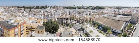 Aerial panoramic view of Sanlucar de Barrameda Cadiz Spain