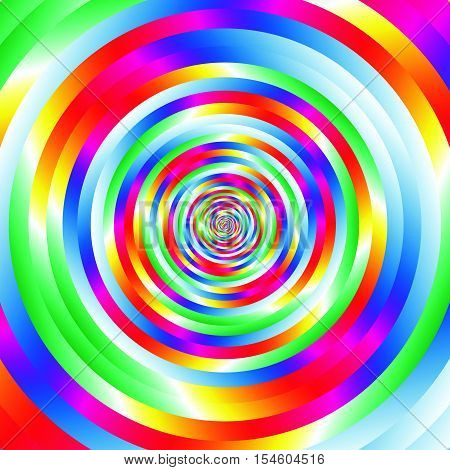 Concentric Colorful Spiral W Random Circles. Abstract Circular Pattern.